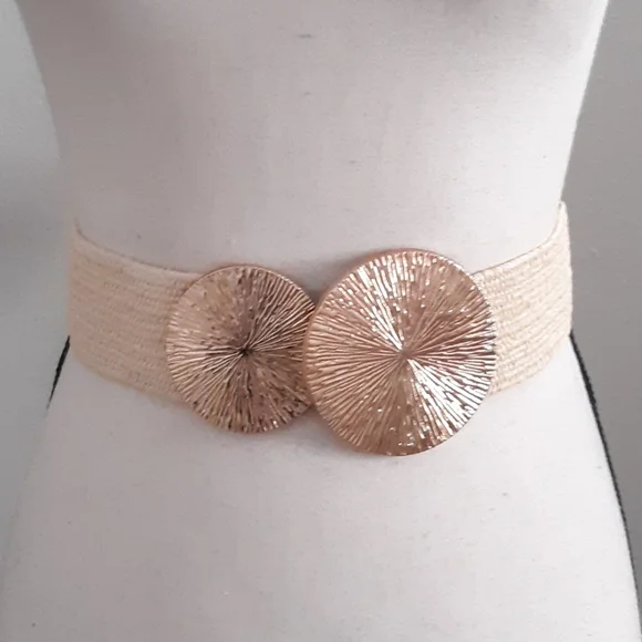 Gold Buckle Woven Stretch Belt NWT - Picture 1 of 5